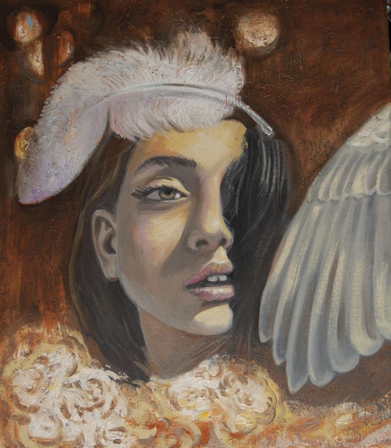 Vidmantas Jažauskas tapytas paveikslas Angelo plunksna, Moters grožis , paveikslai internetu