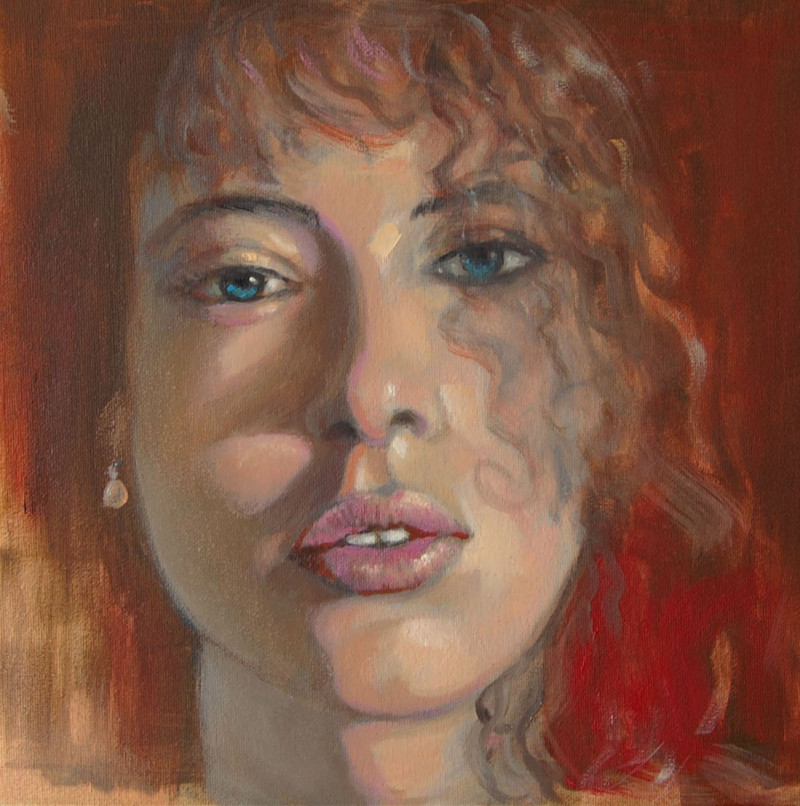 Vidmantas Jažauskas tapytas paveikslas Svajingas žvilgsnis, Moters grožis , paveikslai internetu