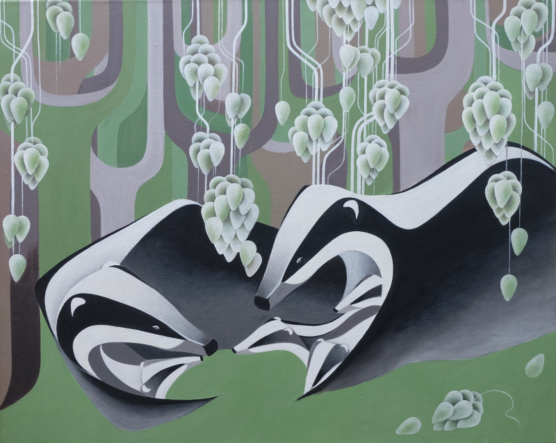 Kristina Šaudinytė tapytas paveikslas Barsukai, Animalistiniai paveikslai , paveikslai internetu