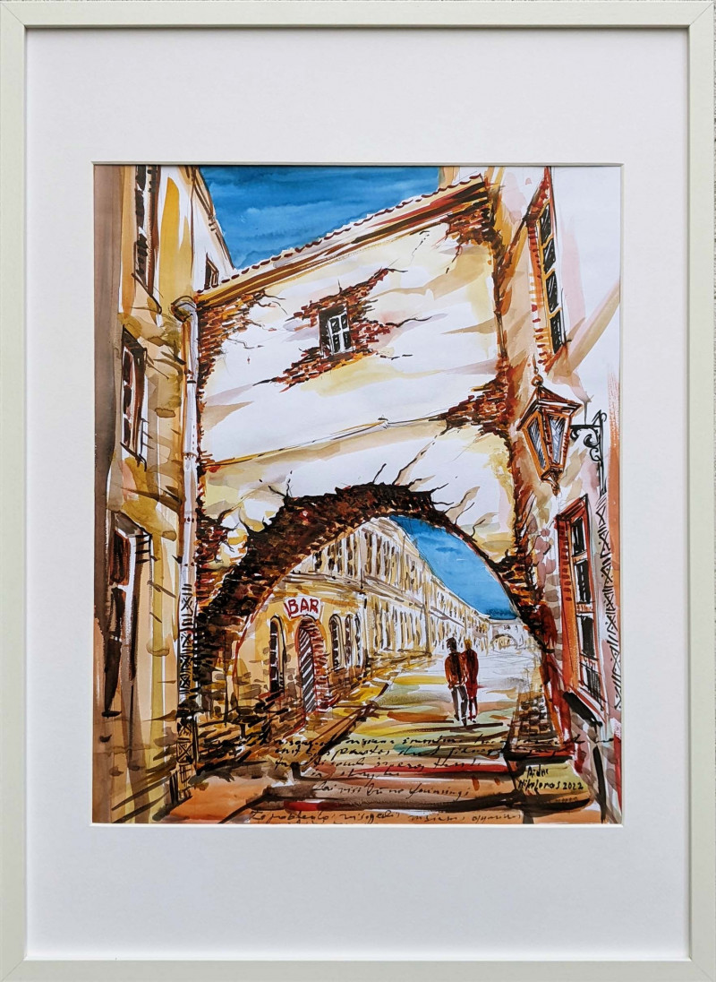 Arch Silhouettes original painting by Aidas Mikelėnas. Urbanistic - Cityscape