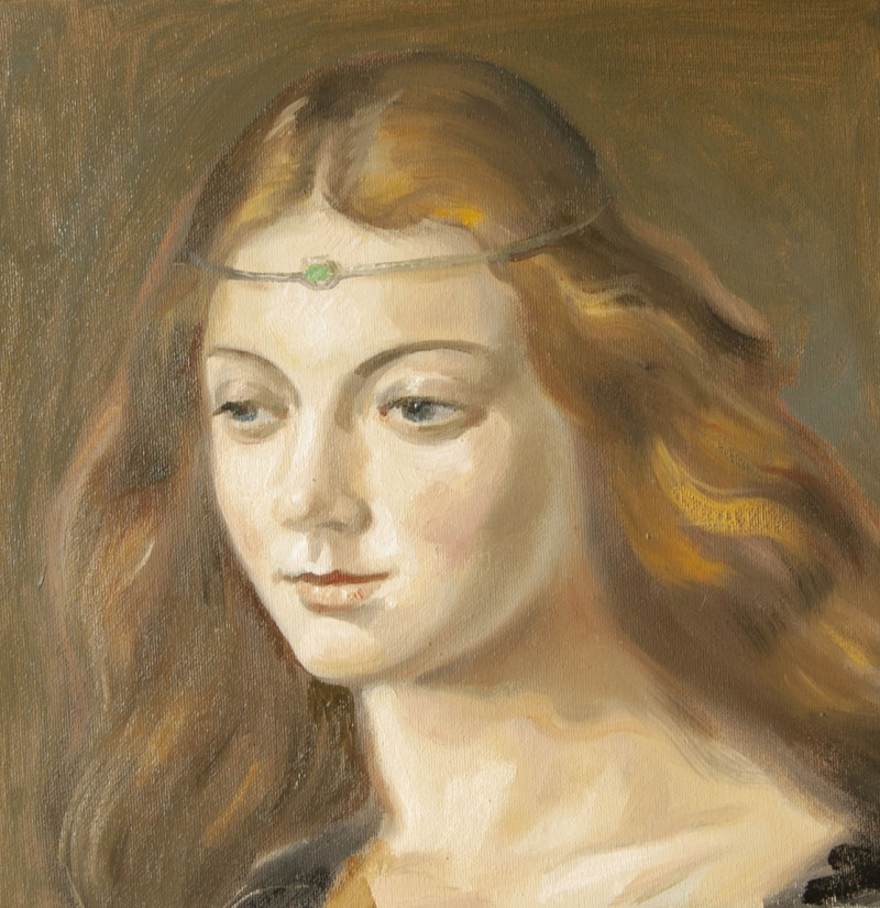 Vidmantas Jažauskas tapytas paveikslas Su diadema, Moters grožis , paveikslai internetu
