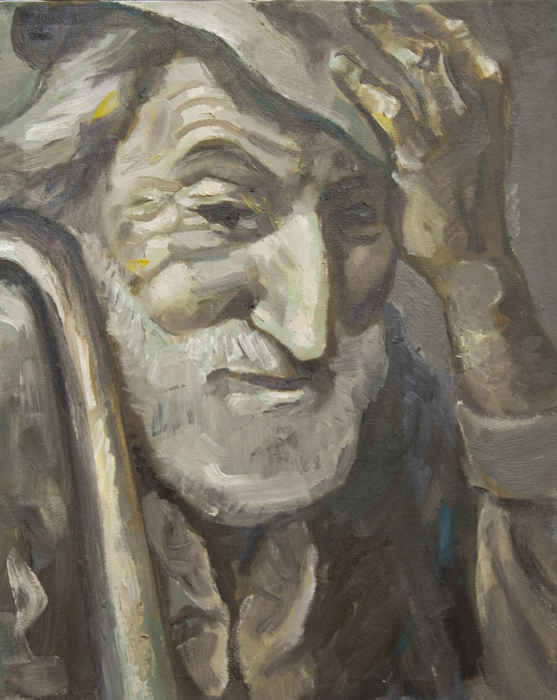Old Man With A Stick original painting by Vidmantas Jažauskas. Paintings With People