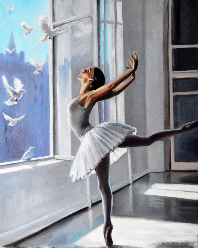 Serghei Ghetiu tapytas paveikslas A Dance in the Sunlight, Šokis - Muzika , paveikslai internetu