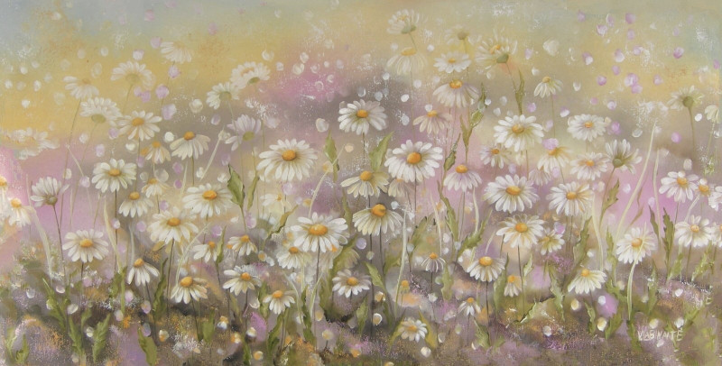 Viktorija Labinaitė tapytas paveikslas Ramunių pieva, Gėlės , paveikslai internetu