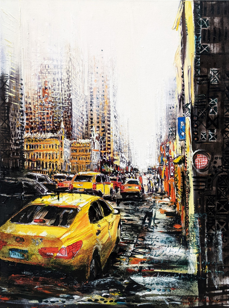 New York original painting by Aidas Mikelėnas. Urbanistic - Cityscape