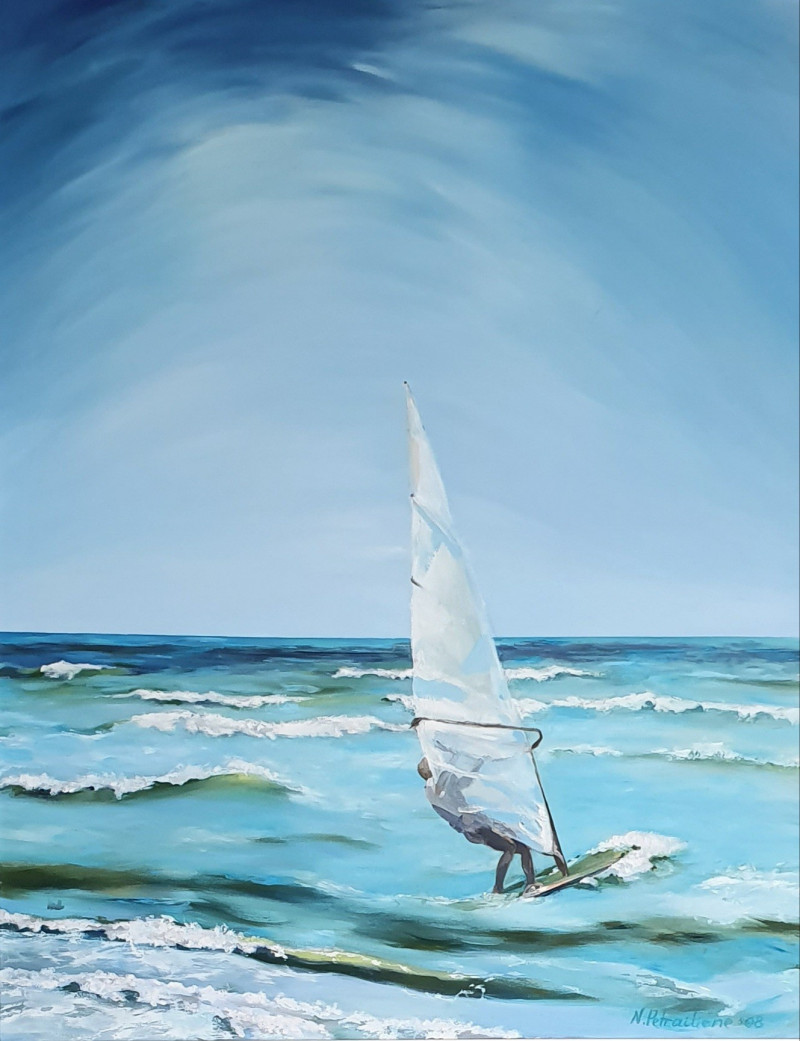 Downwind original painting by Nadia Petraitienė. Marine Art