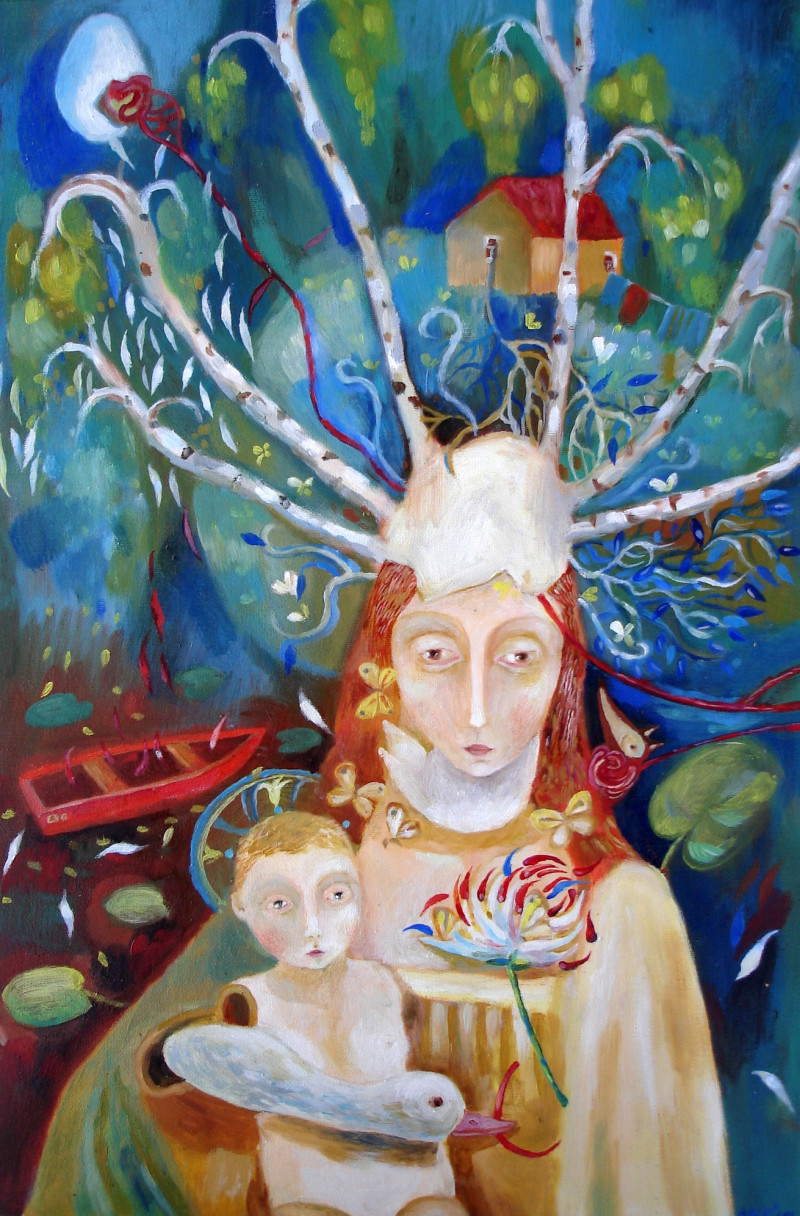 Aurelija Kairytė-Smolianskienė tapytas paveikslas Po dangumi, Išlaisvinta fantazija , paveikslai internetu
