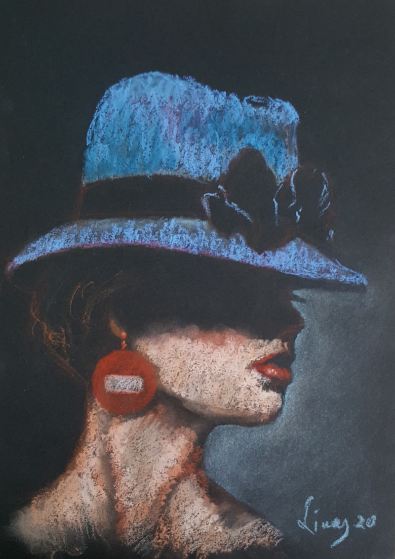 Earring original painting by Linas Bražukas. Beauty Of A Woman