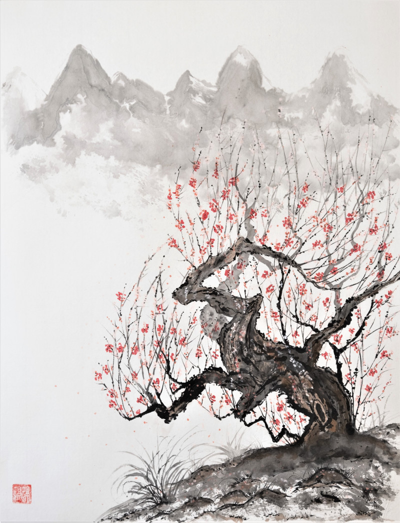 Old Plum Tree original painting by Indrė Beinartė. Nature lovers