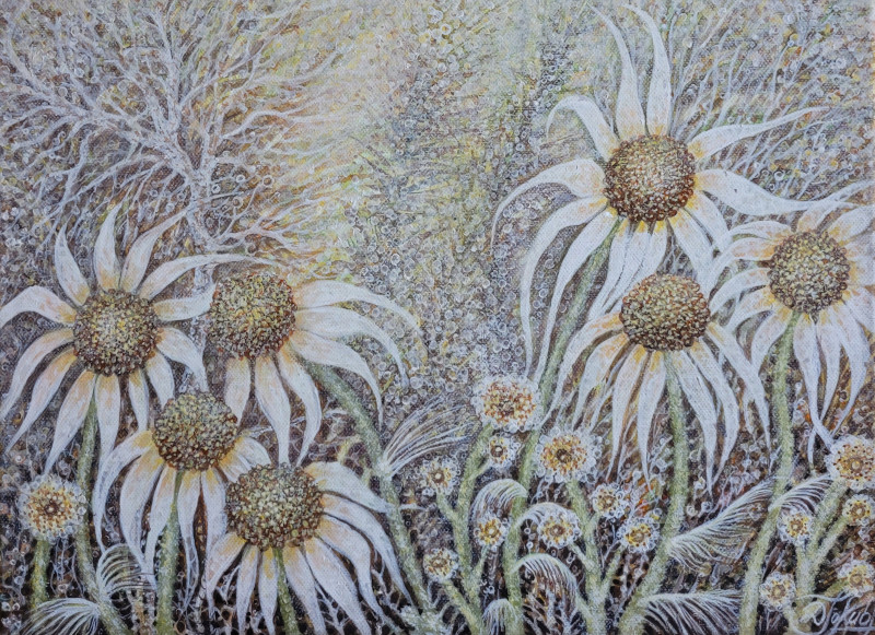 White Blooming original painting by Danguolė Jokubaitienė. Flowers
