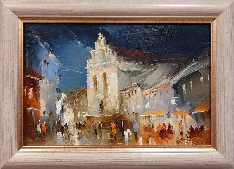 Evening In Old Town original painting by Rimantas Grigaliūnas. Landscapes