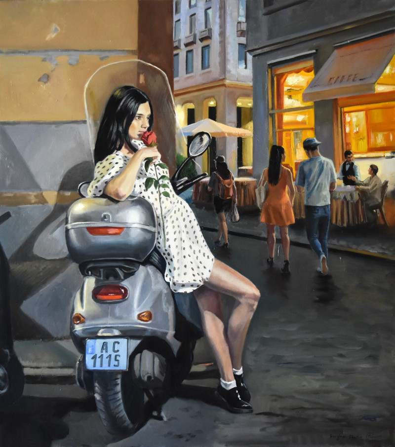 Serghei Ghetiu tapytas paveikslas The Warm Nights Of Saint-Tropez, Urbanistinė tapyba , paveikslai internetu