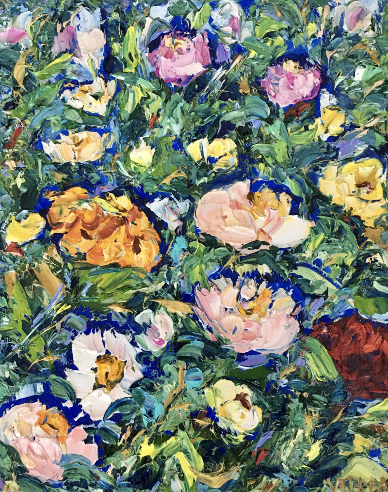 Vilma Gataveckienė tapytas paveikslas Carpet of colorful flowers, Miniatiūros - Maži darbai , paveikslai internetu