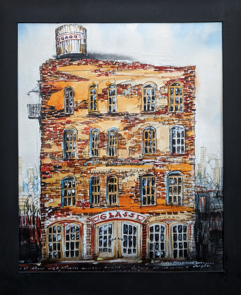 Aidas Mikelėnas tapytas paveikslas Čikagos stiklo dirbtuvės, Urbanistinė tapyba , paveikslai internetu
