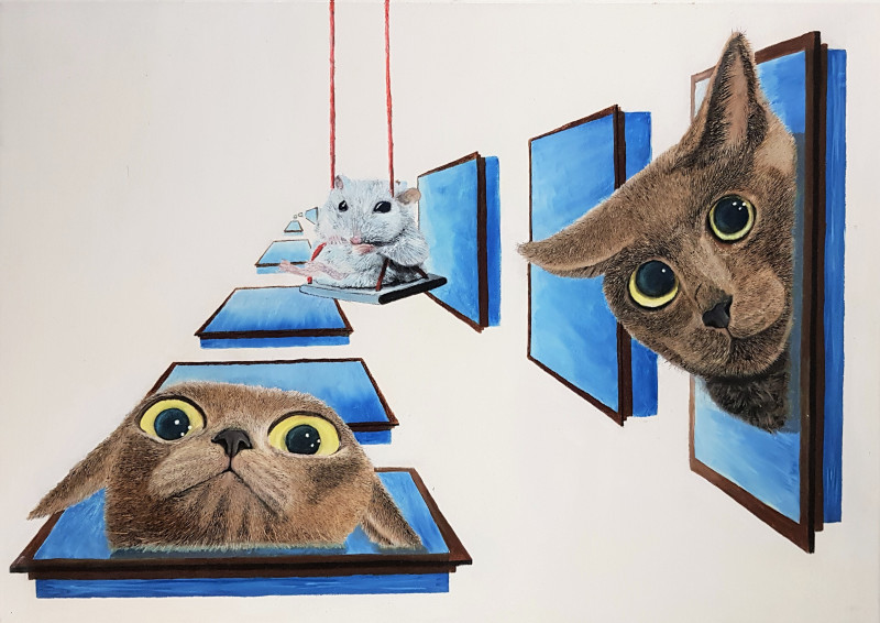 Cats / donation to Ukraine original painting by Mantas Naulickas. Slava Ukraini