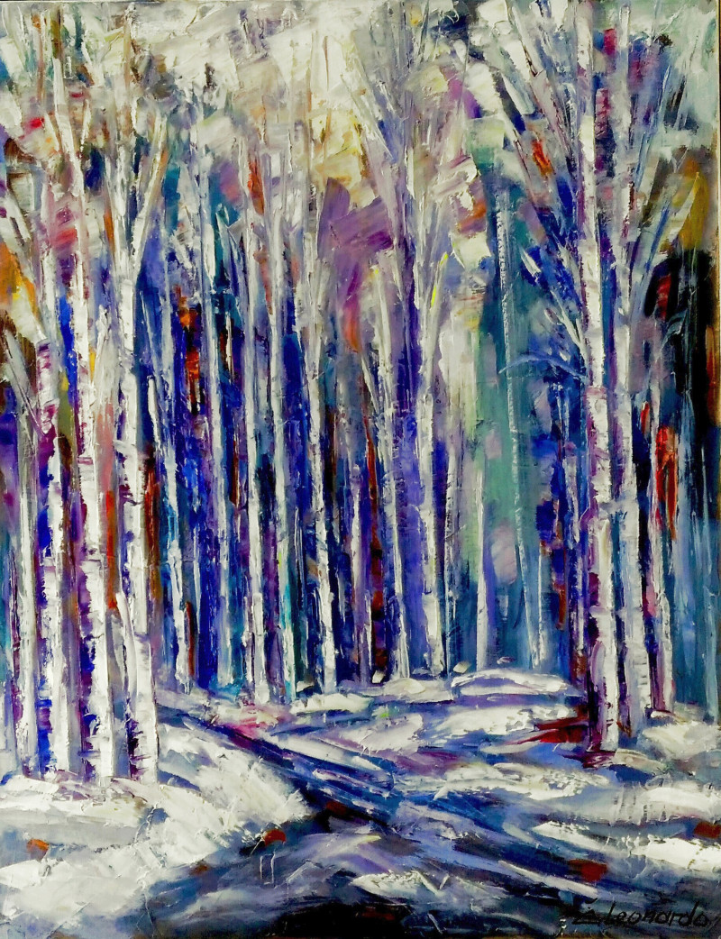 Winter Birches original painting by Leonardas Černiauskas. Landscapes