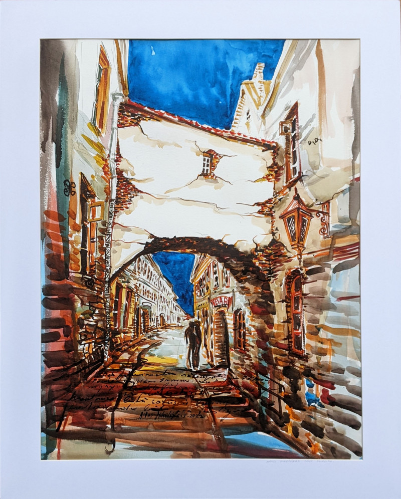 Aidas Mikelėnas tapytas paveikslas Dviese vakare, Urbanistinė tapyba , paveikslai internetu
