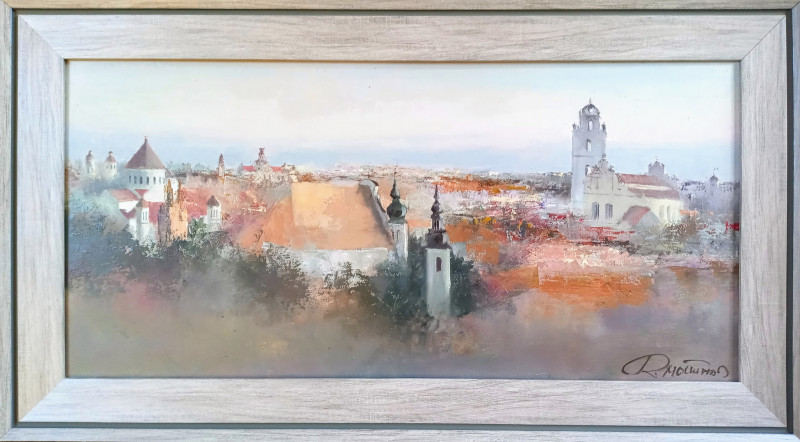 A Silent City original painting by Rolandas Mociūnas. Urbanistic - Cityscape