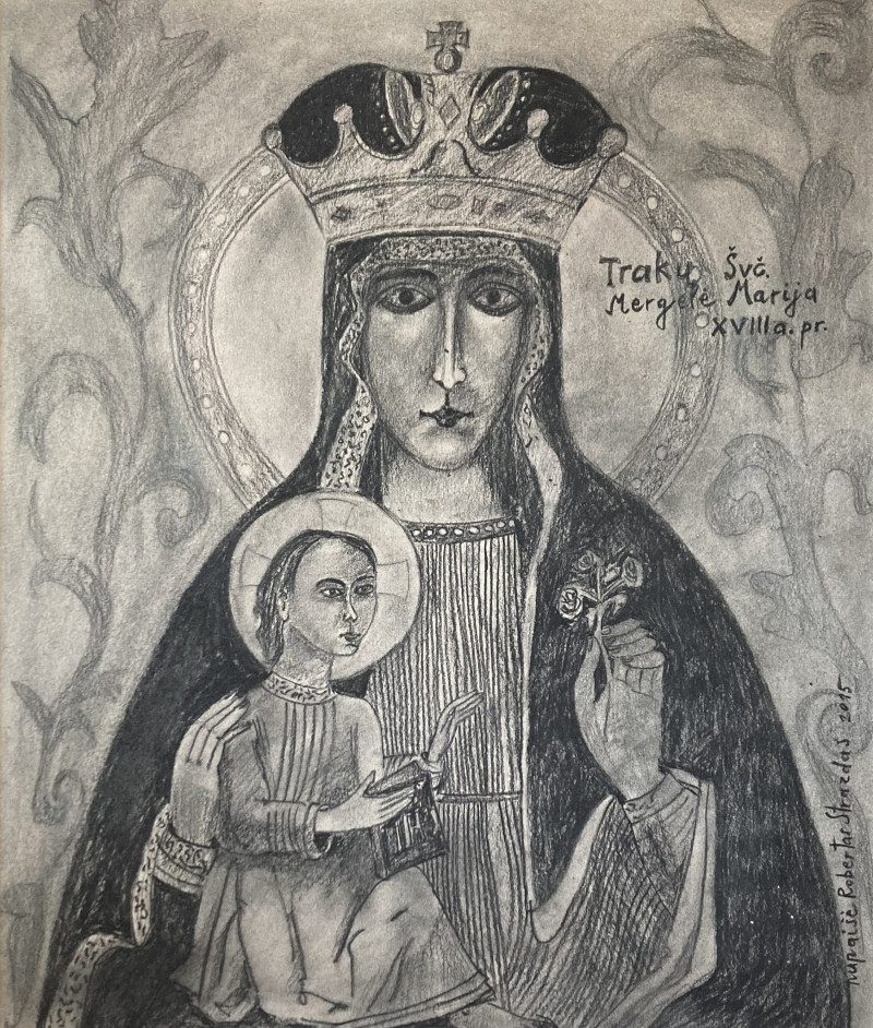Trakai St. Virgin Mary original painting by Robertas Strazdas. Sacral