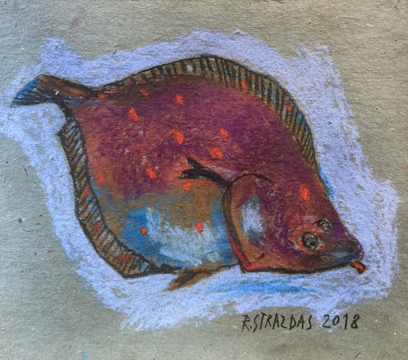 Plaice Fish original painting by Robertas Strazdas. Animalistic Paintings