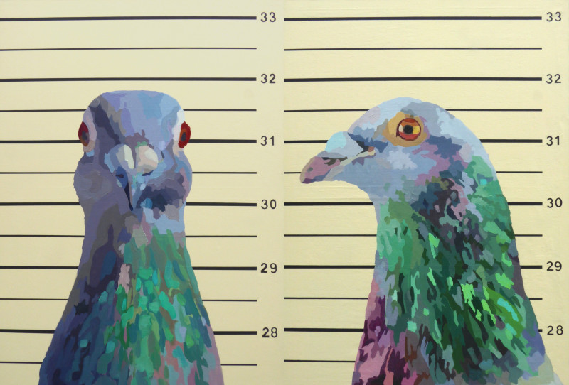 Diptych \\"Freedom Bird\\" original painting by Tomas Stanaitis. Animalistic Paintings