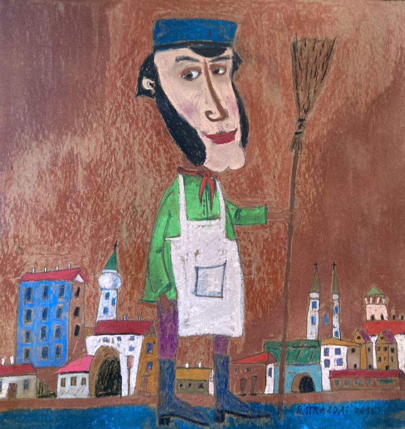 Cheerful Town Guard original painting by Robertas Strazdas. A Dose Of Laughter