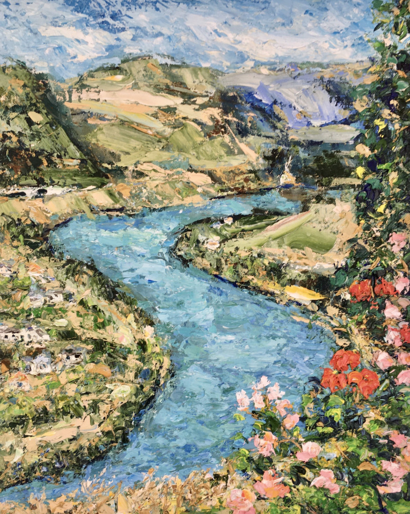 On the Moselle original painting by Vilma Gataveckienė. Landscapes