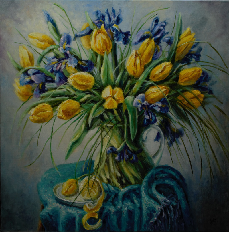 Spring Bouquet original painting by Irma Pažimeckienė. Still-Life