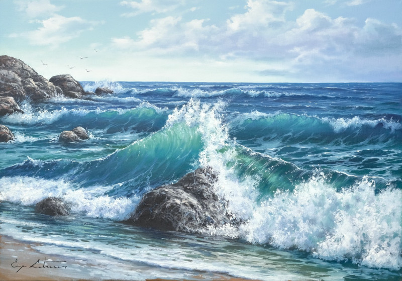 Waves original painting by Jevgenijus Litvinas. Sea