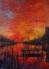 Simonas Gutauskas tapytas paveikslas Raudonas vakaras, Peizažai , paveikslai internetu