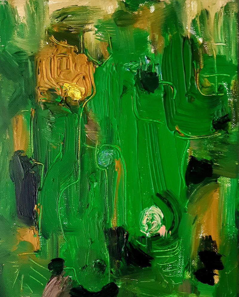 Green original painting by Kristina Čivilytė. Abstract Paintings