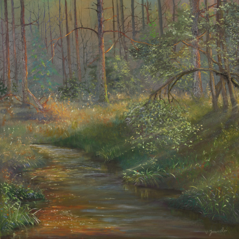 In Summer Forest original painting by Vladimiras Jarmolo. Landscapes