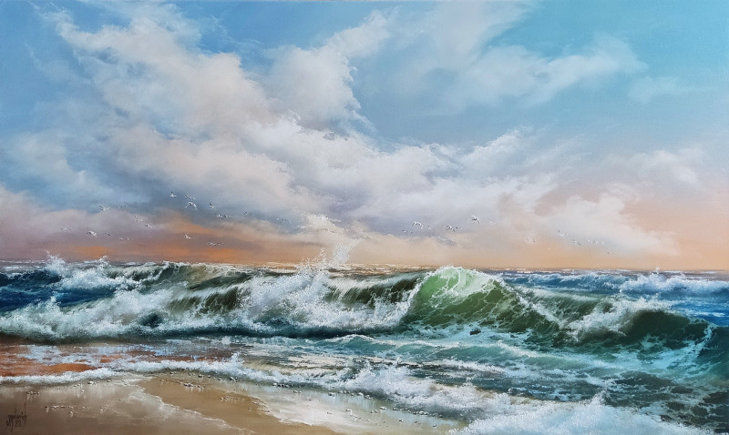 Baltic Sea 17 original painting by Valdas Ančeris. Marine Art
