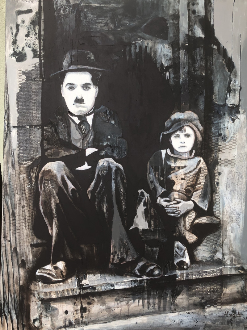 Alma Karalevičienė tapytas paveikslas Ch.Chaplin, Tapyba su žmonėmis , paveikslai internetu