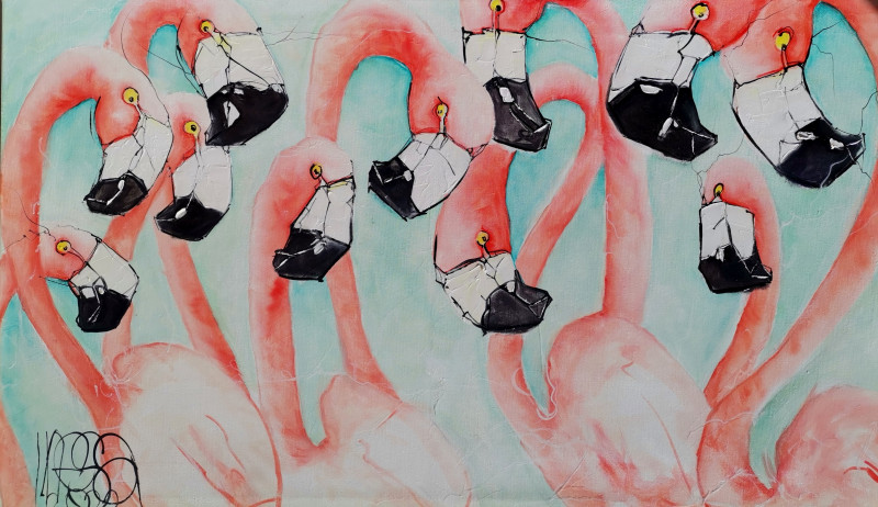 Inesa Škeliova tapytas paveikslas Flamingo 18, Animalistiniai paveikslai , paveikslai internetu