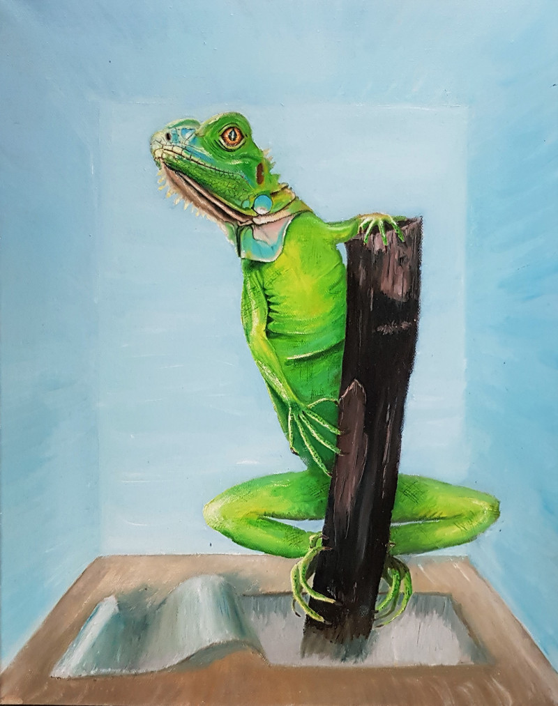 Mantas Naulickas tapytas paveikslas Chameleonas, Animalistiniai paveikslai , paveikslai internetu