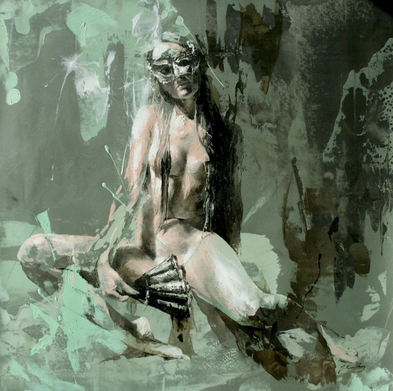 JK22-0301 Siren original painting by Jonas Kunickas. Nude