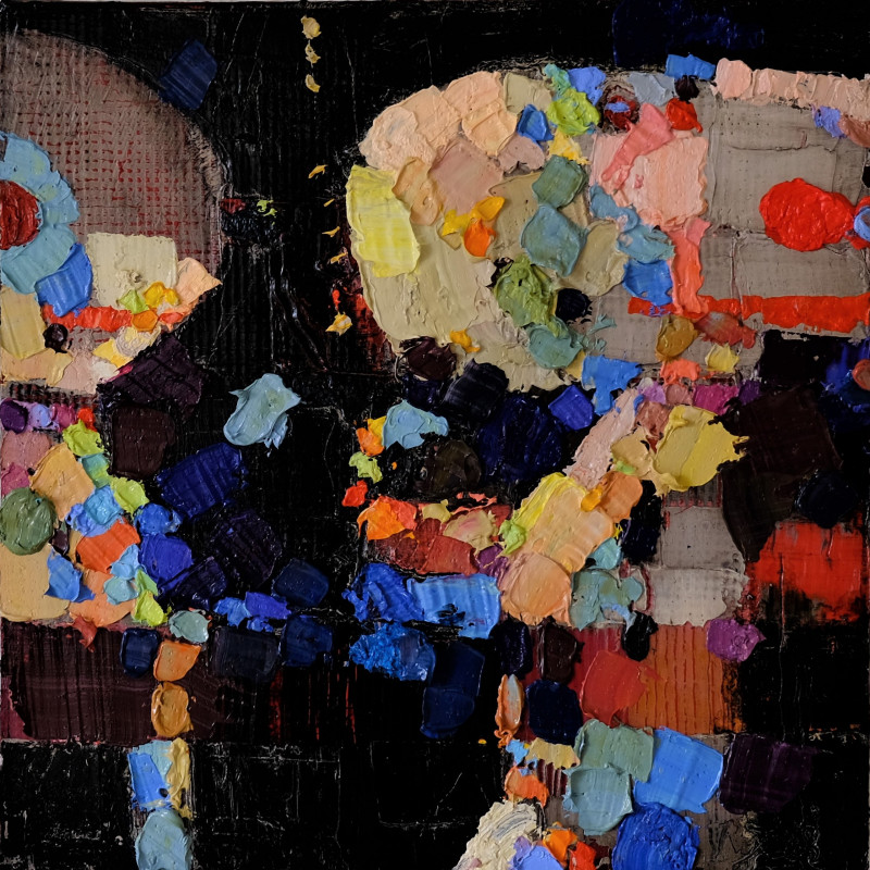 Rytas Jurgelis tapytas paveikslas Lėlių teatras, Abstrakti tapyba , paveikslai internetu