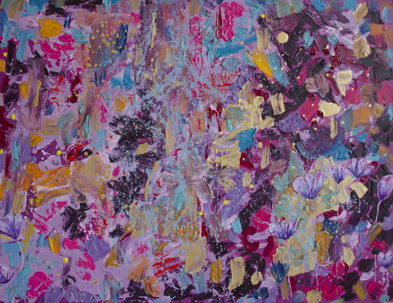 Giedrė Balčiūnaitė tapytas paveikslas Purple Blues, Gėlės , paveikslai internetu