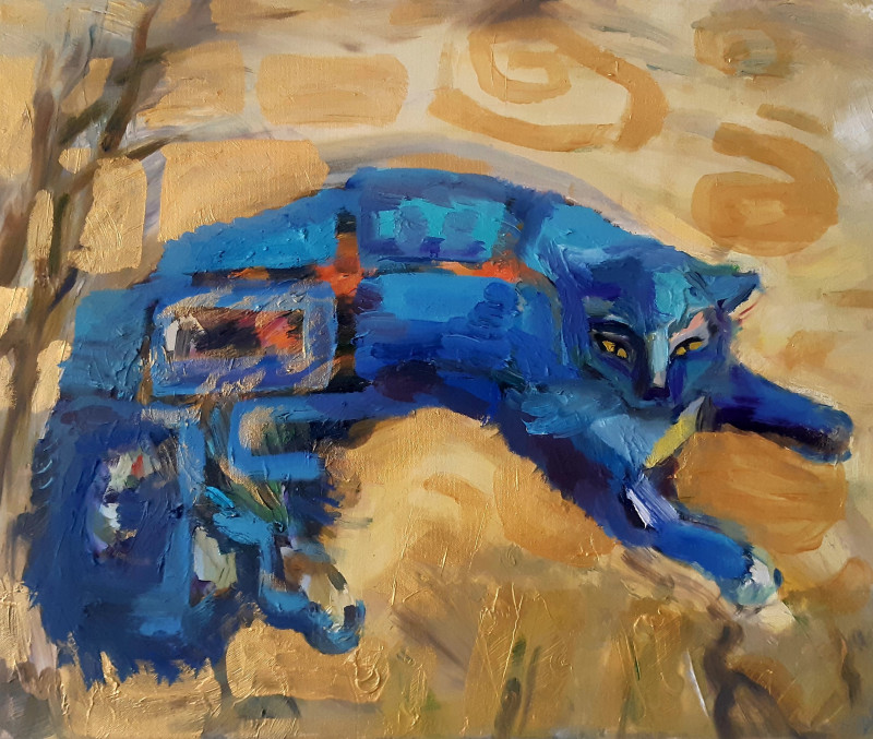 Cat original painting by Kristina Čivilytė. Animalistic Paintings