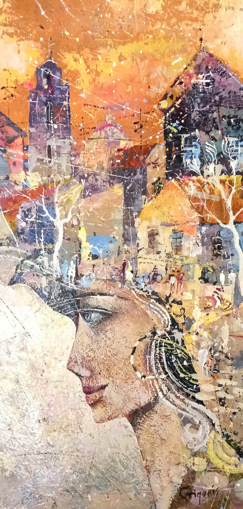 Česlovas Grigonis tapytas paveikslas Pasipuošusi Vilniumi, Fantastiniai paveikslai , paveikslai internetu