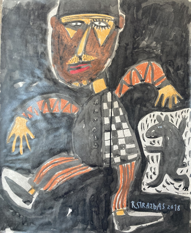 Robertas Strazdas tapytas paveikslas Dresuotojas ir meška šoka, Kita , paveikslai internetu