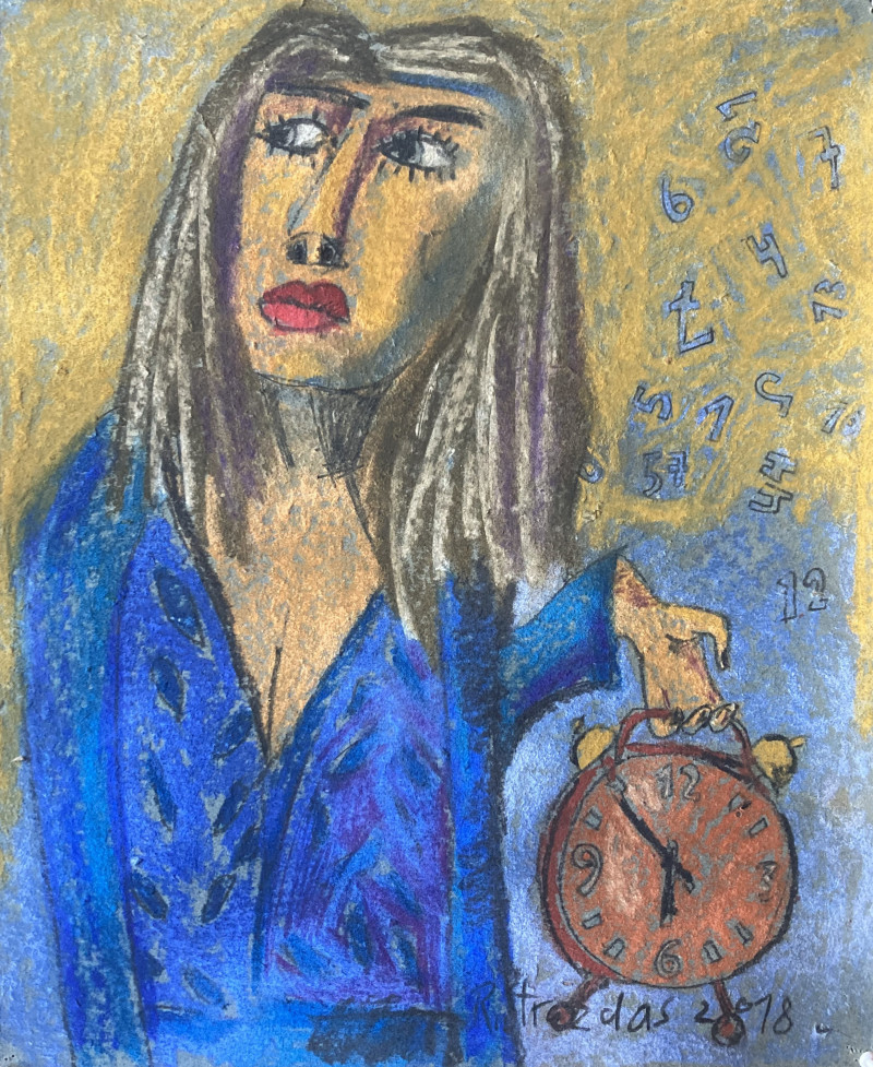 Robertas Strazdas tapytas paveikslas Mergaitė ir jos laikas / parama Ukrainai, Slava Ukraini , paveikslai internetu