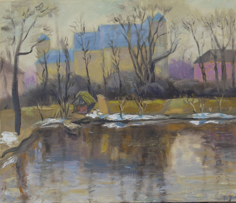 Pond in Antalieptė original painting by Vidmantas Jažauskas. Landscapes