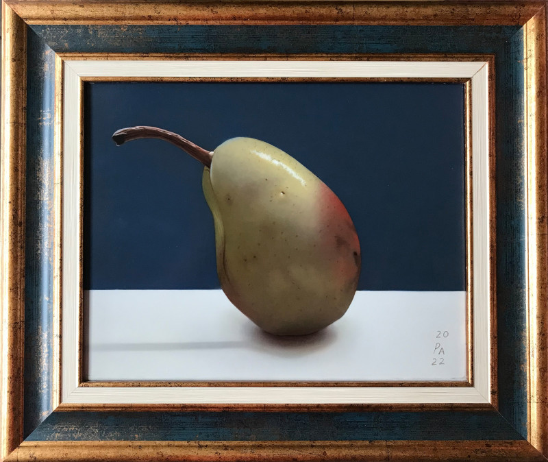 Pear original painting by Andrej Cesiulevič. Still-Life
