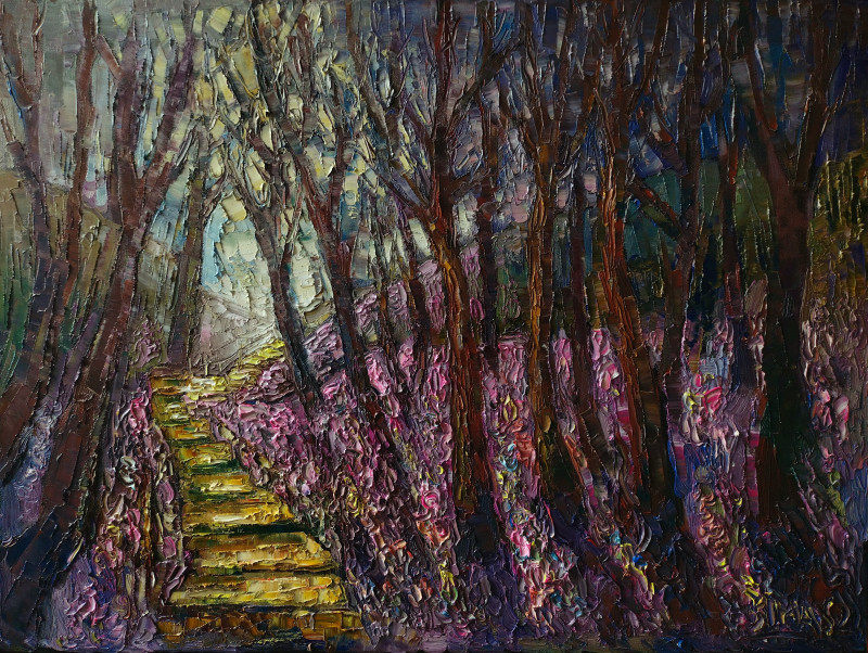 Simonas Gutauskas tapytas paveikslas Žydintis miškas, Peizažai , paveikslai internetu