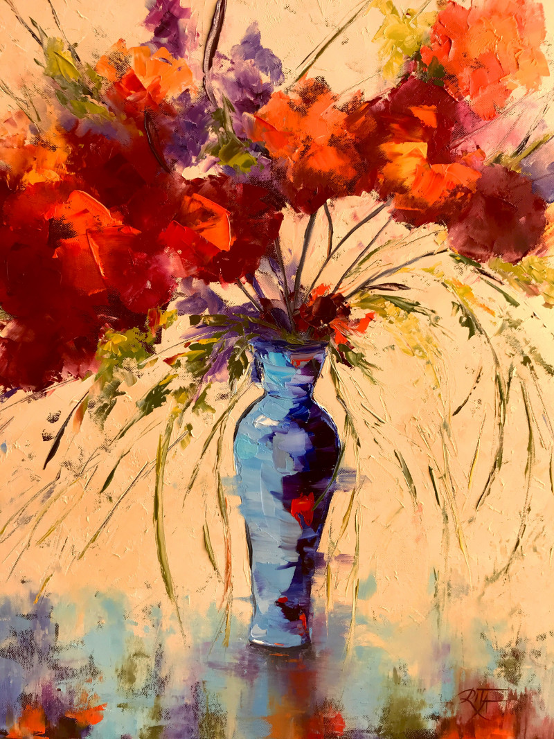 Rita Medvedevienė tapytas paveikslas Gėlių šviesa, Gėlės , paveikslai internetu