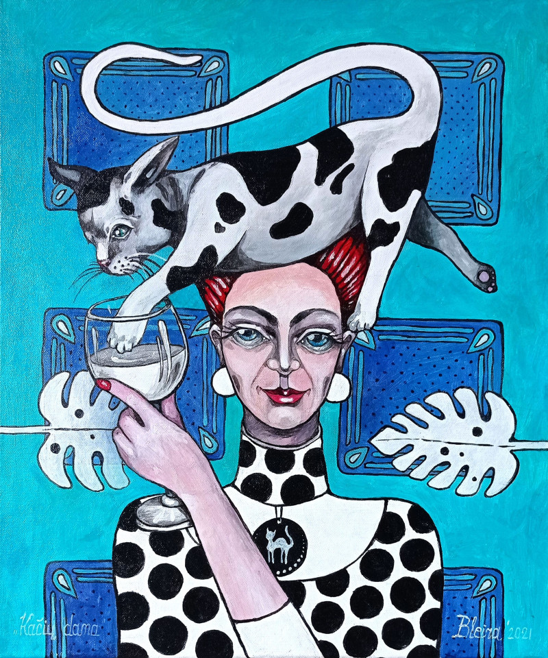 Inga Balčiūnienė tapytas paveikslas Kačių dama, Animalistiniai paveikslai , paveikslai internetu