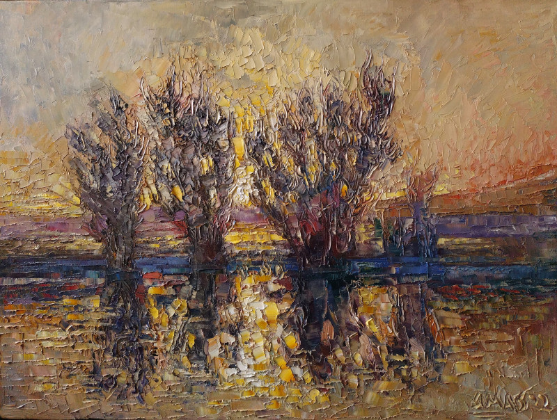 Simonas Gutauskas tapytas paveikslas Rytas prie upės, Peizažai , paveikslai internetu