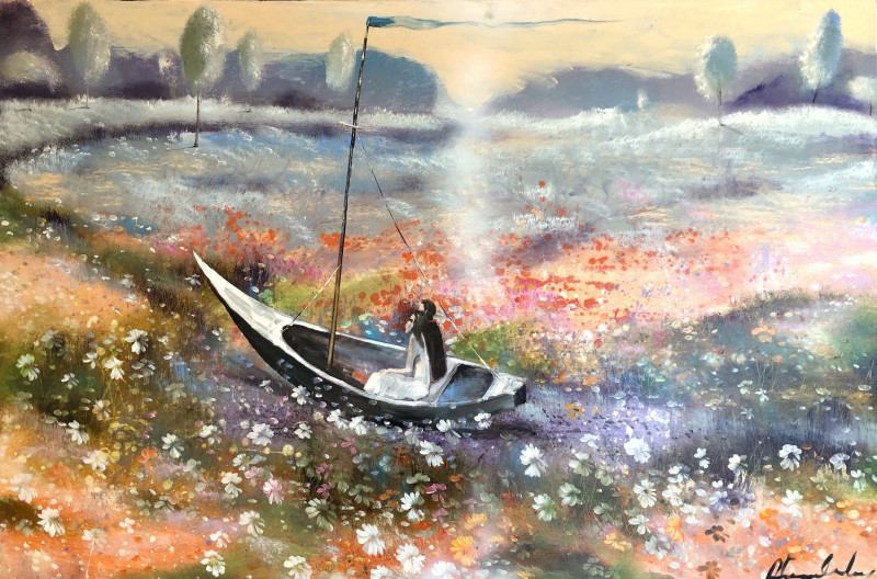 Through the Flower River original painting by Alvydas Venslauskas. For Romantics